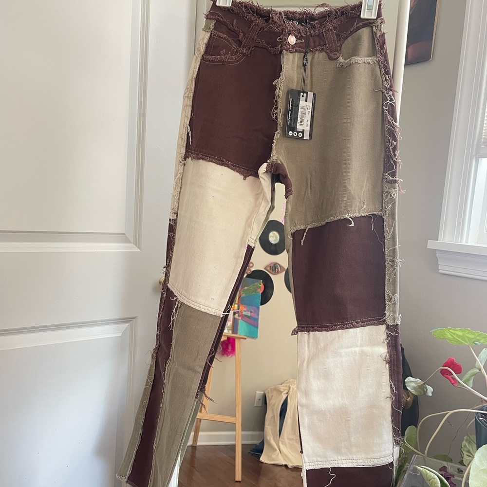The pants are brand new. Boyfriend fit, very long